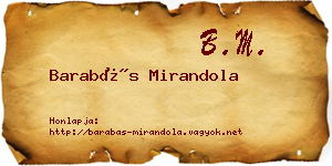 Barabás Mirandola névjegykártya